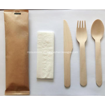 Cubiertos de madera desechables biodegradables ecológicos